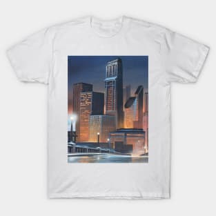 OCP Building - Old Detroit Skyline Night T-Shirt